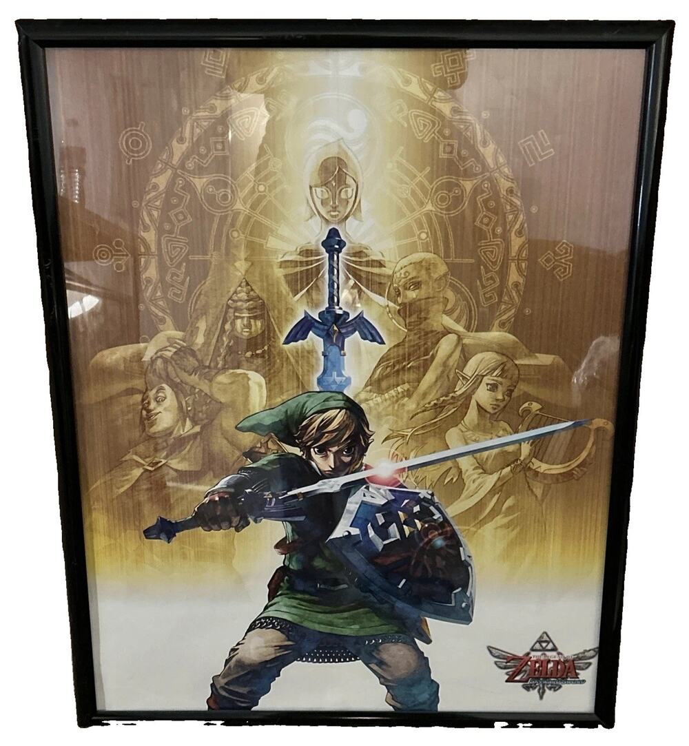 Club Nintendo Legend of Zelda Skyward Sword Framed Poster 28” X 22” Collectible!